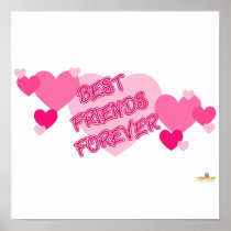 Best Friends Forever Pink Hearts Print