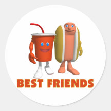 Best Friends Hot Dog & Soda Round Sticker