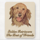 standard_mousepad - Loving intelligent dog breed. Vintage image of Golden Labrador Retriever with text "Golden Retrievers. The Best of Friends": Sizes 