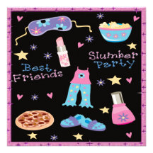 Best Friends Slumber Party Sleepover Custom Invite