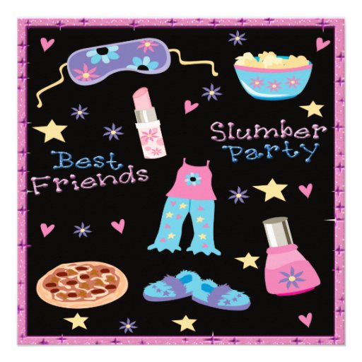 Best Friends Slumber Party Sleepover Custom Invite (front side)