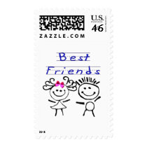 Best friends stick figure postage
