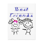Best friends stick figure post card