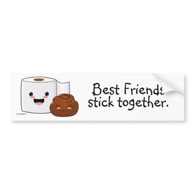 Best Friends Stick Together Poo and TP Bumper Sticker by HappyPoo