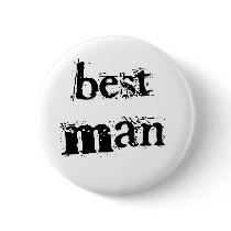Best Man Black Text Pinback Button