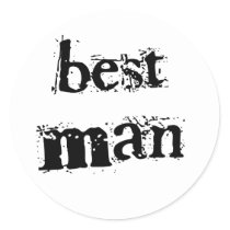 Best Man Black Text Round Sticker