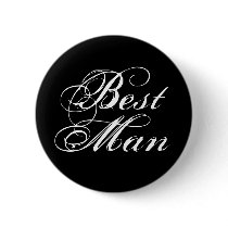 Best Man Button in Black