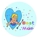 Best Man Cupid Round Sticker