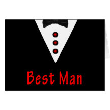 Best Man In Tux Greeting Cards