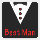 Best Man In Tux Square Sticker