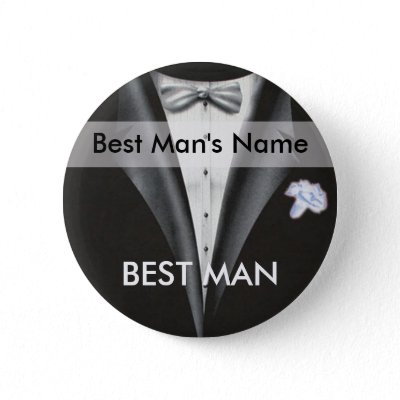 Best Man Name Tag Button