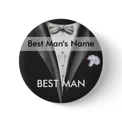 Best Man Name Tag Button