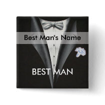 Best Man Name Tag Button