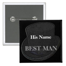 Best Man Name Tag Button