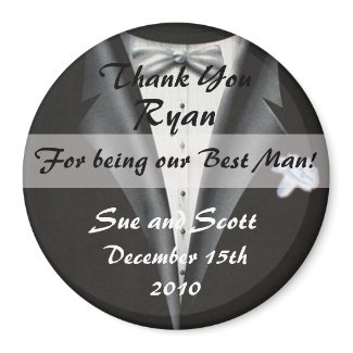 Best Man Thank You Magnet Template - Tuxedo magnet