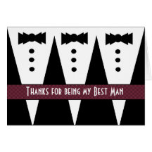 BEST MAN Thank You - Three Tuxedos - Customizable Card