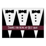 BEST MAN Thank You - Three Tuxedos - Customizable Greeting Card
