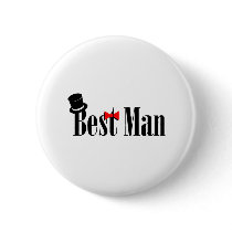 Best Man Top Hat Pinback Buttons
