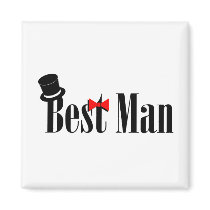 Best Man Top Hat Refrigerator Magnets