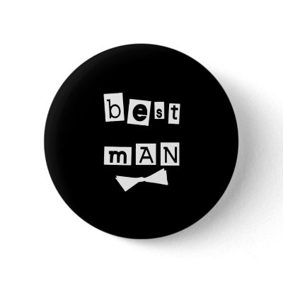 Best Man White on Black Pins