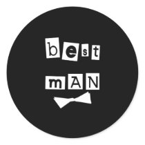 Best Man White on Black Round Sticker