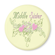 Best Middle Sister Swirling Hearts magnets