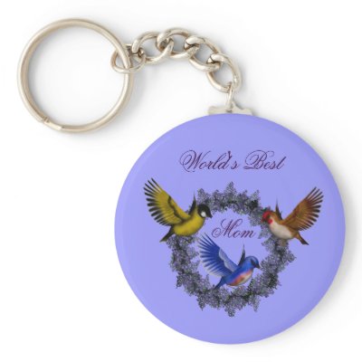 Best Mom Birds Flower Wreath Photo Keychain by SmilinEyesTreasures
