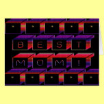 Best Mom Colored Blocks & Black Background cards