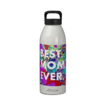 BEST MOM EVER Colorful Floral Mothers Day Gifts Reusable Water Bottles
