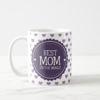 Best Mom in the World Violet Hearts and Circle Mug