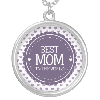 Best Mom in the World Violet Hearts and Circle Pendant