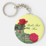 Best Mom Red Roses Flower Photo Keychain
