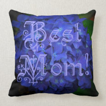 Best Mom with Blue Flower Background Pillows