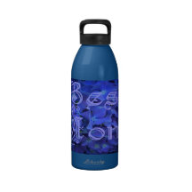Best Mom with Blue Flower Background Water Bottle