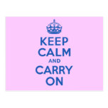 Best Price Keep Calm And Carry On Blue Post Cards