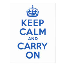 Best Price Keep Calm And Carry On Blue Postcard