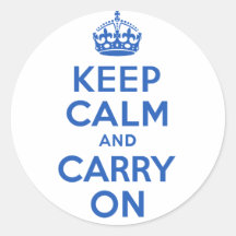 Best Price Keep Calm And Carry On Blue Round Stickers