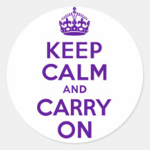 Best Price Keep Calm And Carry On Purple Round Stickers