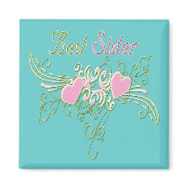 Best Sister Swirling Hearts magnets