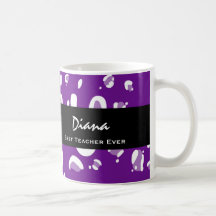 Best Teacher Ever Custom Name Purple Leopard Gift Mugs