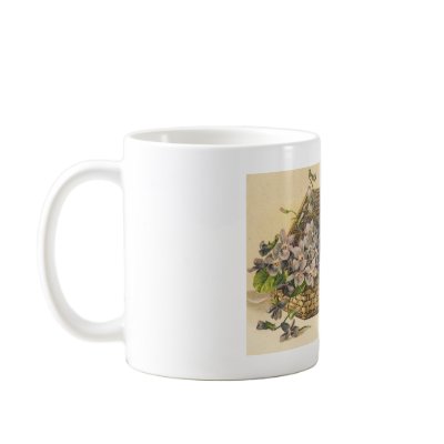 Best Wishes Basket of Flowers Coffee Mug by VintageHolidays