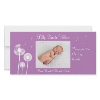 Best Wishes !!! Birth Announcement 2 (purple) photocard