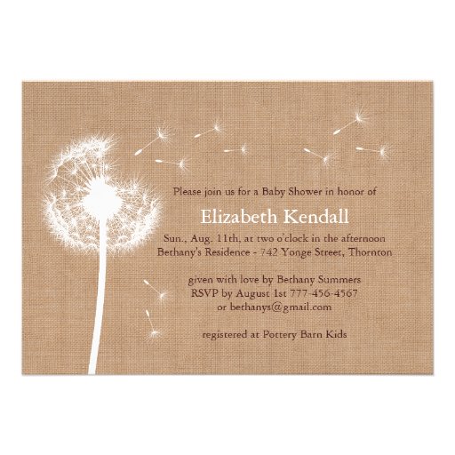 Best Wishes Medium Burlap Baby Shower Invitation
