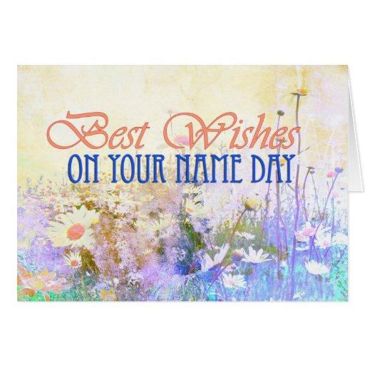 Best wishes on your name day, meadow of daisies card | Zazzle