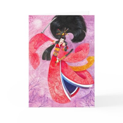 Besuto Samurai Greeting Card, Blank by artbyamandarobbins