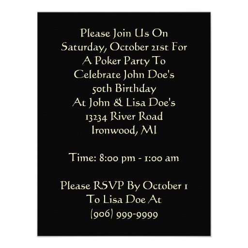 Bet Full House Playing Cards Game Party Invitation