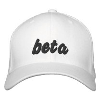 Beta blk on white hat embroidered hats