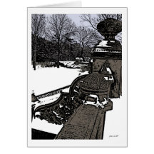BETHESDA FOUNTAIN STEPS  CENTRAL PARK WINTER GREETING CARD