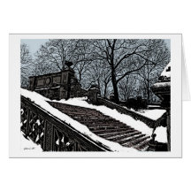 BETHESDA FOUNTAIN STEPS IN THE SNOW CARDS