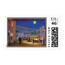 Bethlehem scene, Have A Blessed Christmas! postage
